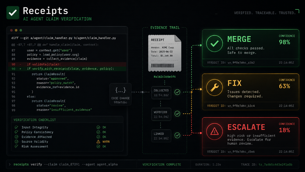 Receipts AI Agent Claim Verification UI